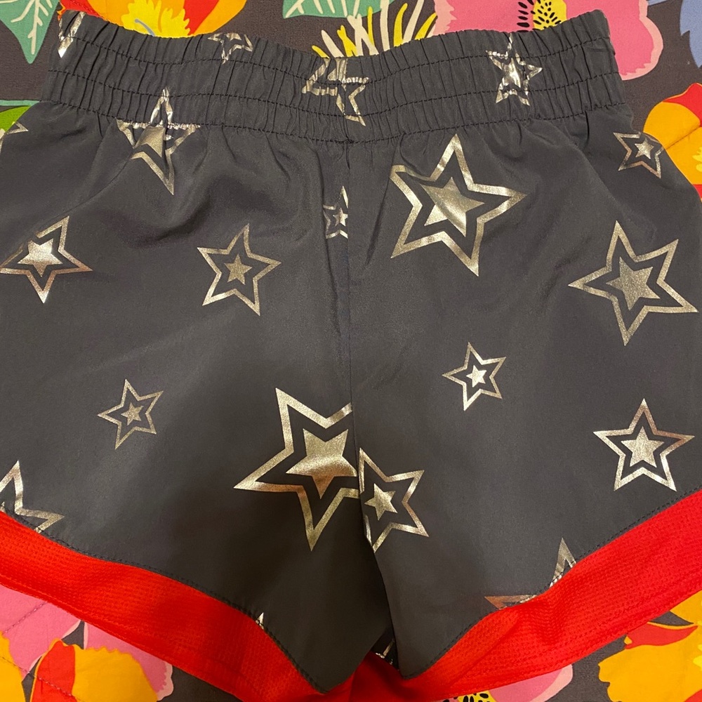 Athletic shorts with America colors and stars on them! Super cute!